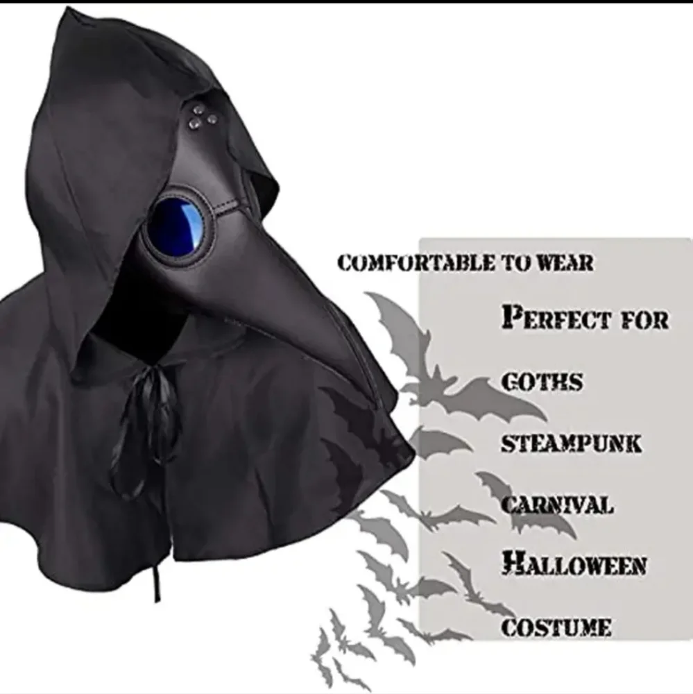 Faux Leather Plague Doctor Cosplay Halloween Mask
